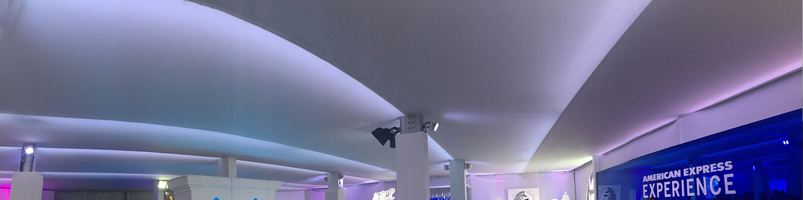 A Tent Liner lines the ceiling at the American Express Experience