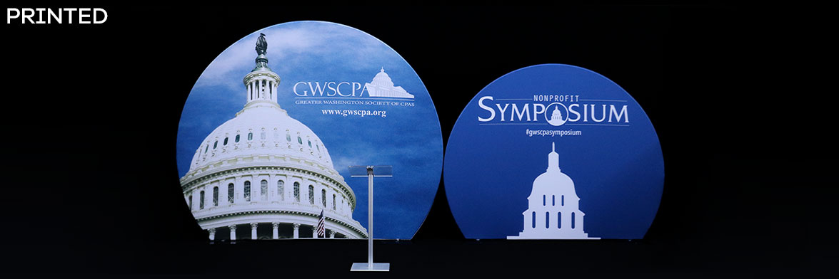 Two Circular 2D Stage Backdrop Forms With Custom Printing