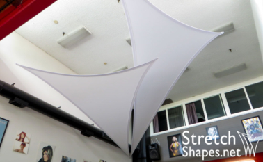 IFR Spandex Ceiling Treatment using tension fabric flat panel sails