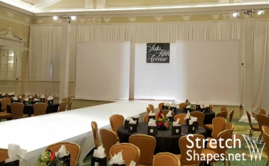 Private Fashion Show Party With White Runway and Backdrop