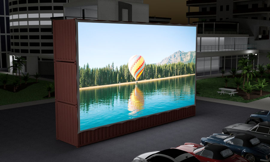 Container Mounted Stretch Projection Screen
