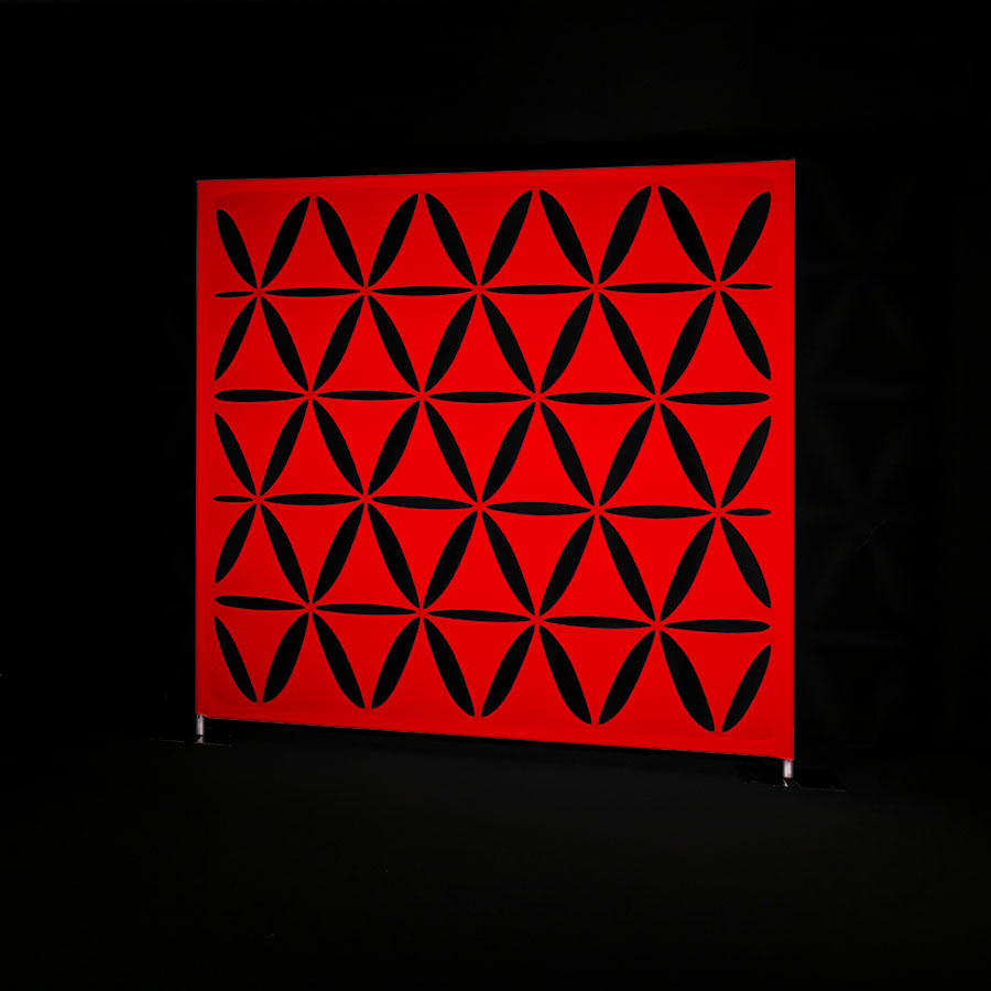 Red Cloth Stage Backdrop With Vector Patterns Cut Into It