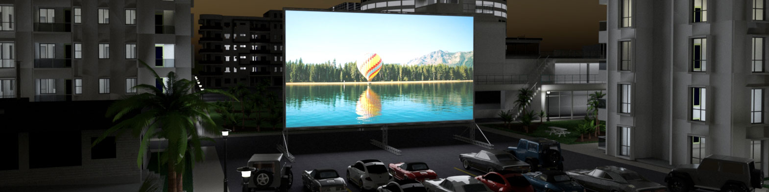 A Drive-In Projection Screen Made Of Stretch Fabric
