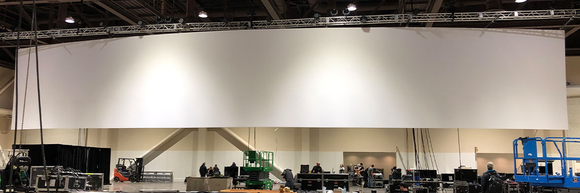 Extra Large Borderless Projection Screen Made From High Performance Stretch Fabric